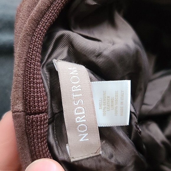 Genuine brown leather suede type Nordstrom hat Made in Italy! ***Quality - Picture 2 of 3